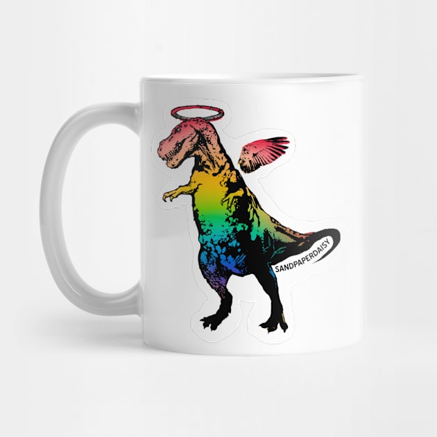 Rainbow Angel T-Rex winged halo dinosaur lgbt gay pride by sandpaperdaisy